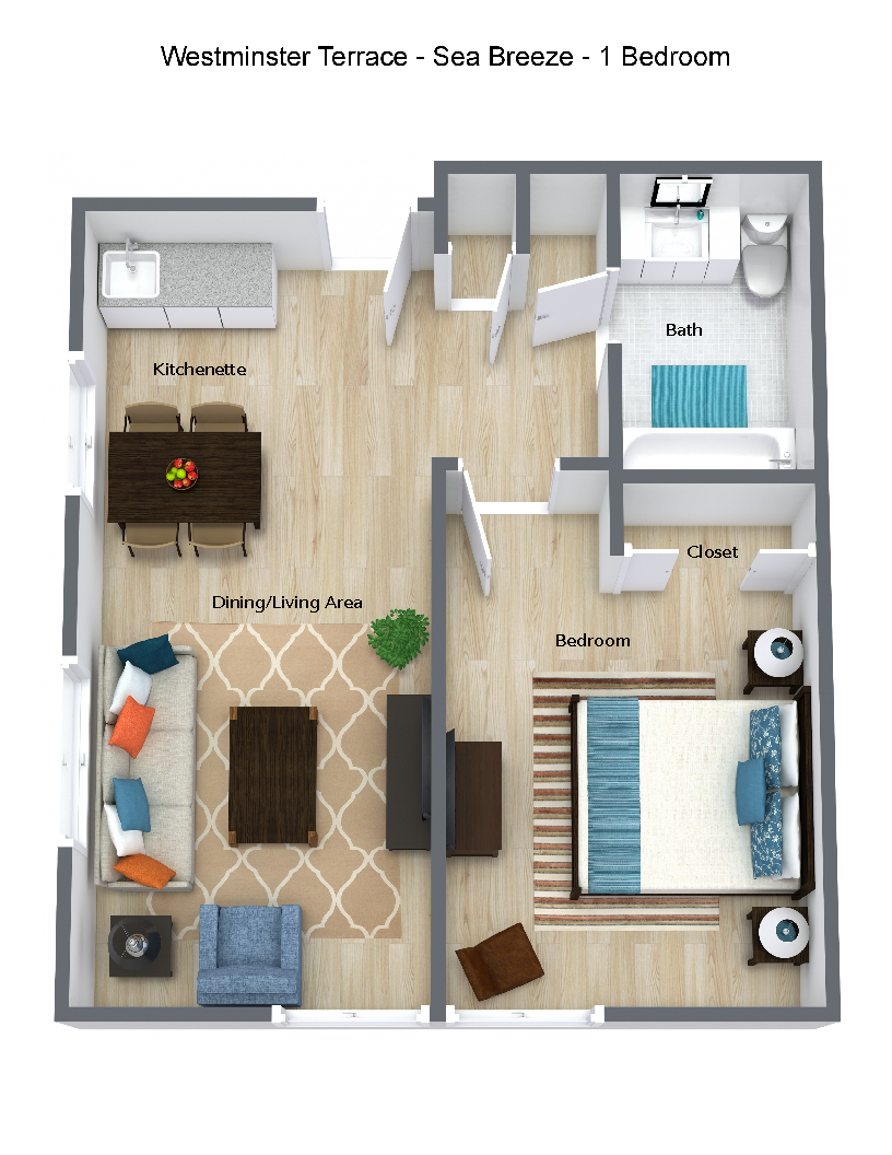 Westminster Terrace - Sea Breeze - 1 Bedroom - Floor Plan
